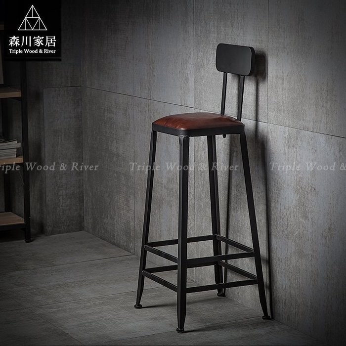 《森川家居》LRC-05RC04B-美式工業LOFT星巴克吧檯椅(軟墊款) 餐廳咖啡廳民宿/餐椅休閒椅/IKEA復古