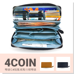 4COIN頭層牛皮風琴長夾