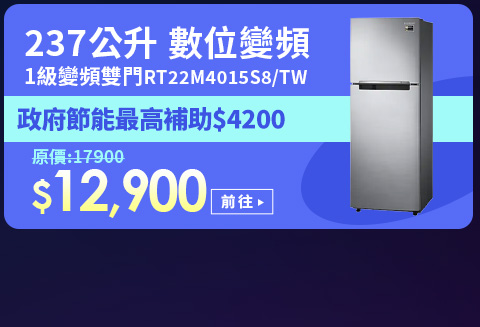 SAMSUNG三星 237公升 1級變頻雙門電冰箱 RT22M4015S8/TW