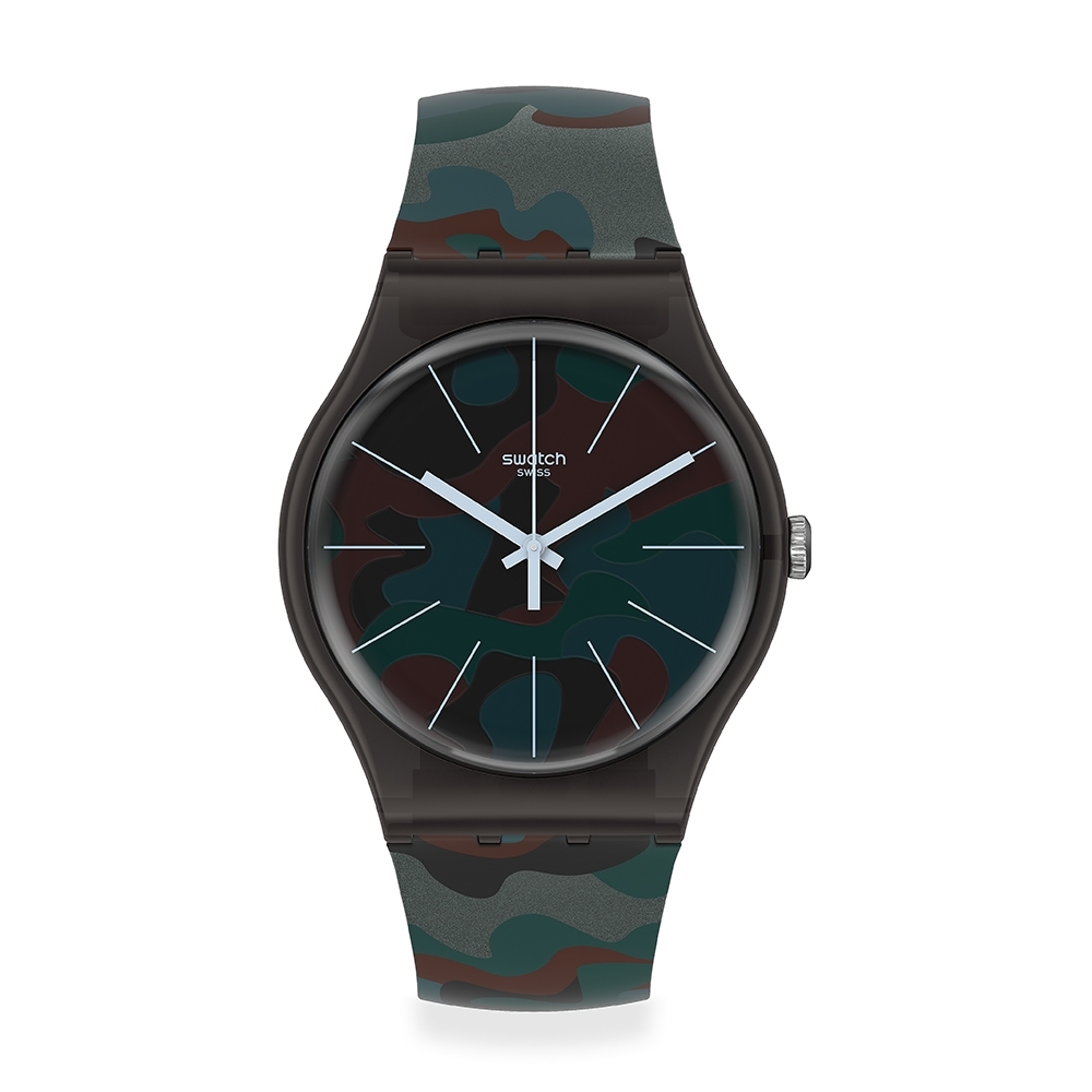 Swatch 原創系列手錶 CAMOUCITY 迷彩都市黑-41mm