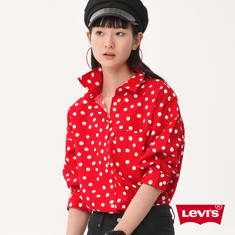 Levis 女款 襯衫 圓點印花  7分袖