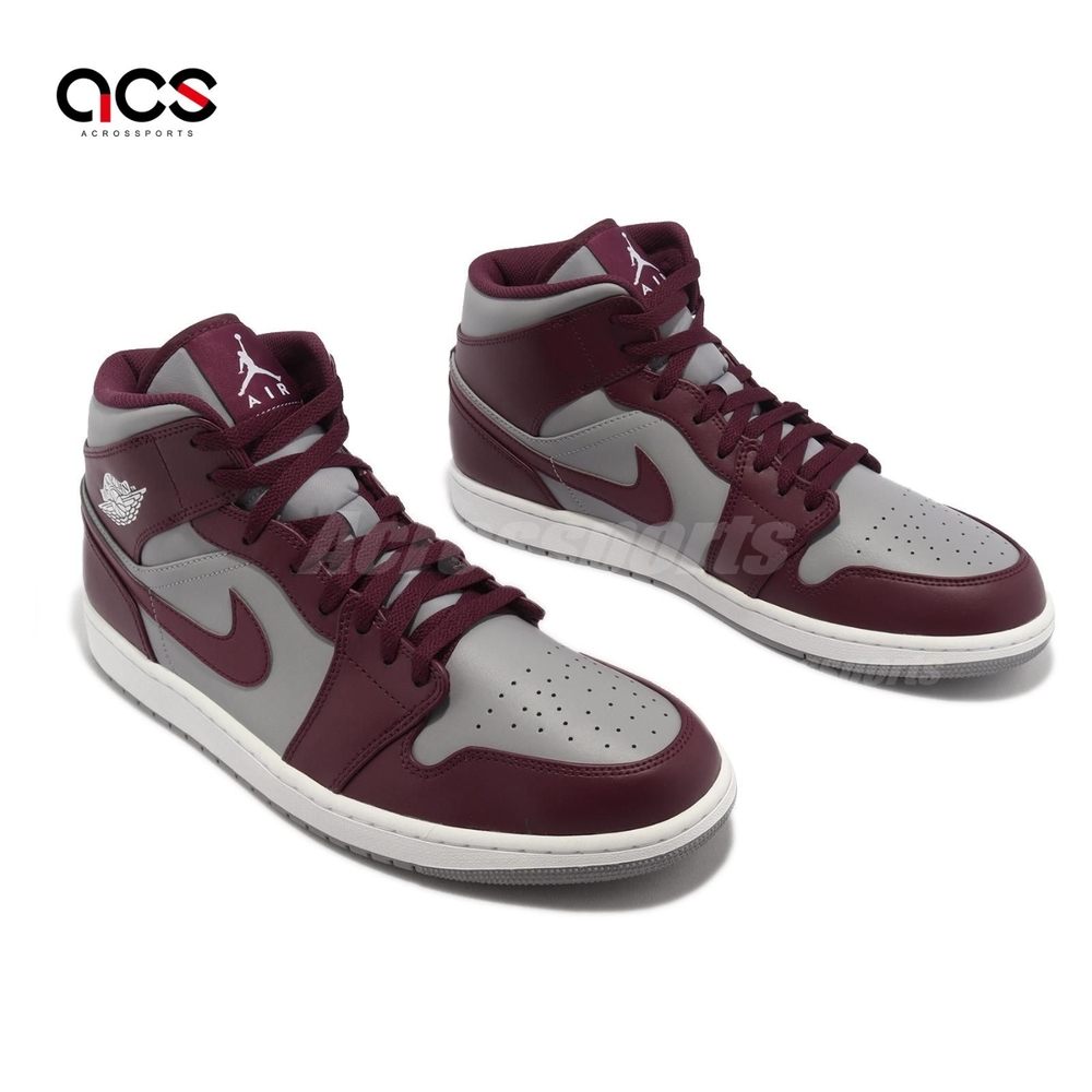 Nike Air Jordan 1 Mid 男鞋酒紅灰AJ1 喬丹Cherrywood Red DQ