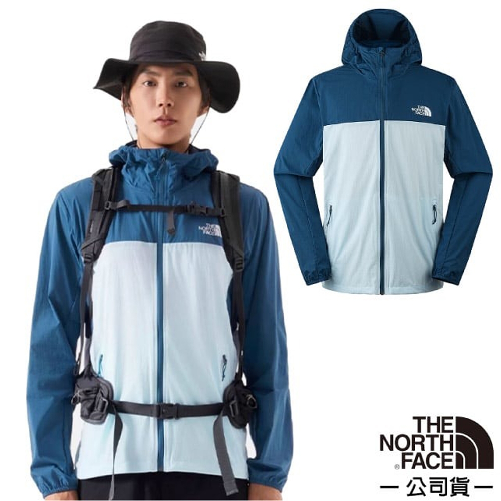 【The North Face】男 防曬涼感COOL TOUCH連帽輕薄外套(亞洲版型).風衣.夾克_87VY-TOU 幻想藍