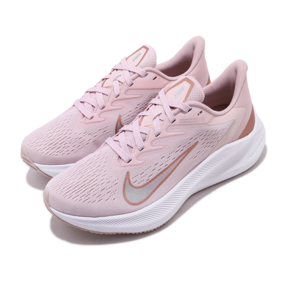 Nike 慢跑鞋 Zoom Winflo 7 運動 女鞋 氣墊 避震 舒適 透氣 路跑 健身 粉 白 CJ0302601