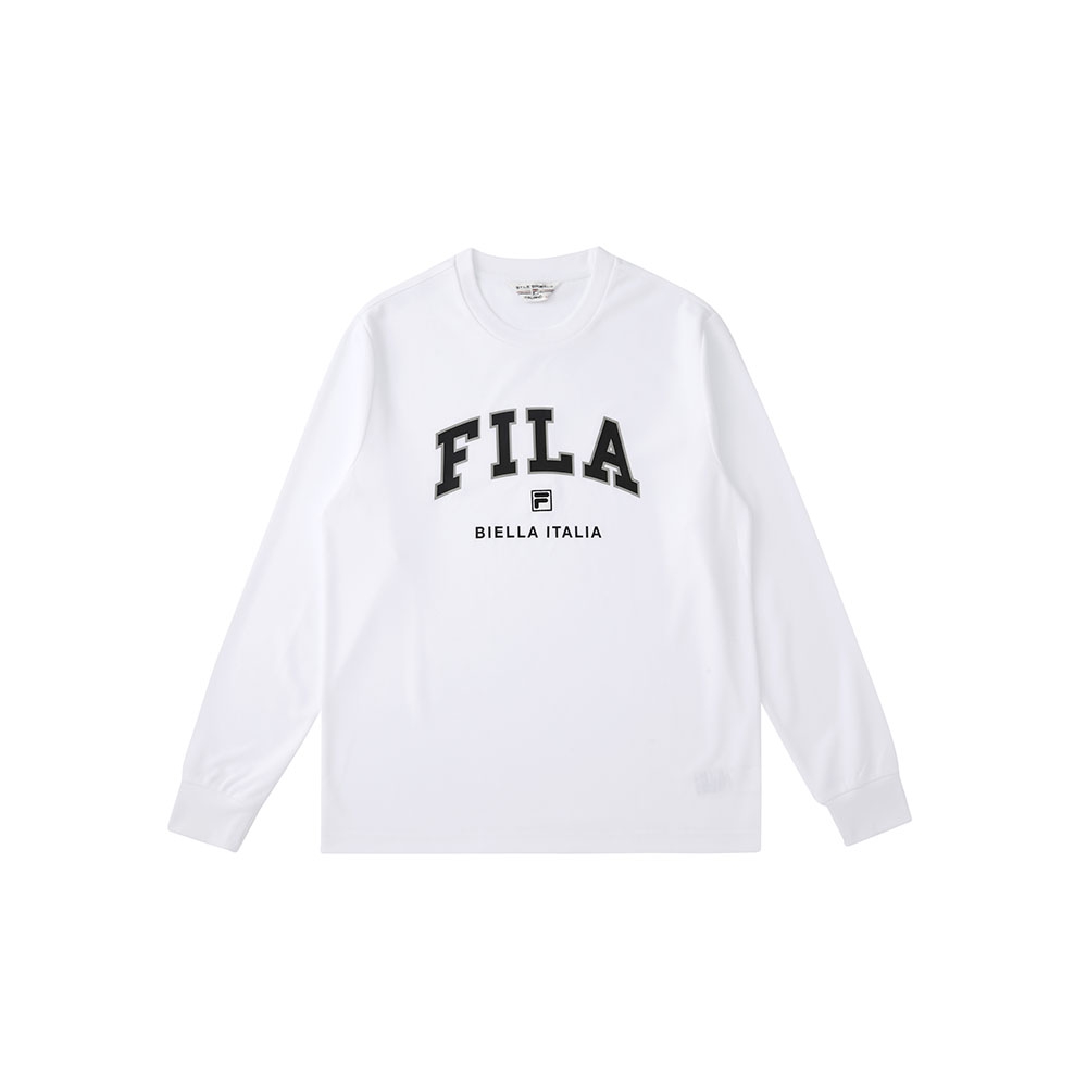 FILA 吸濕排汗長袖大學TEE-白色 1TEW-5461-WT