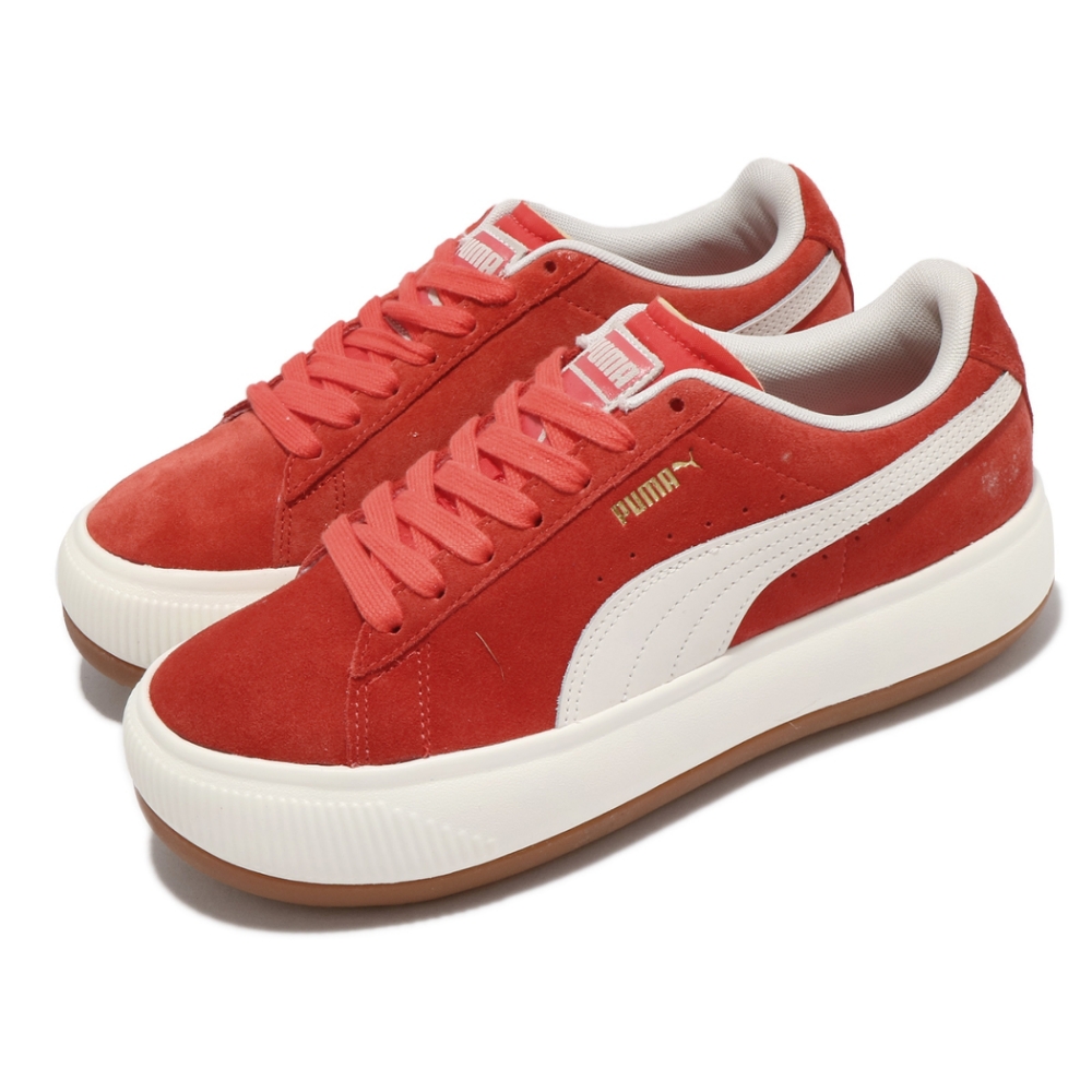 Puma 休閒鞋 Suede Mayu UP 女鞋 復古 厚底 增高 麂皮 穿搭推薦 紅 米 38165002