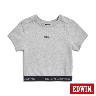 EDWIN 合身短版短袖T恤-女-麻灰色