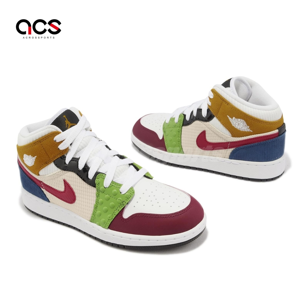 Nike Air Jordan 1 Mid SE GS 彩色拼接麂皮燈芯絨女鞋大童鞋AJ1 DR6957