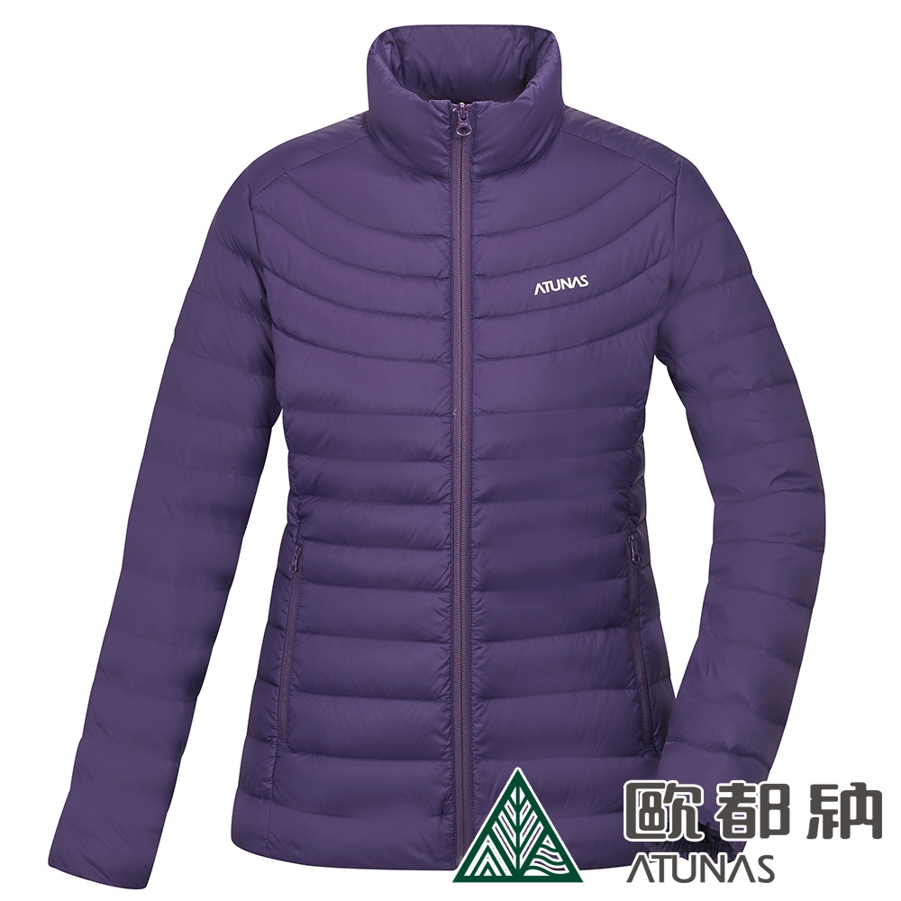 【ATUNAS 歐都納】女款KEEP WARM輕量防風保暖羽絨外套A1GA2235W深灰紫/素面實搭/防潑水/登山出國旅遊/大尺碼