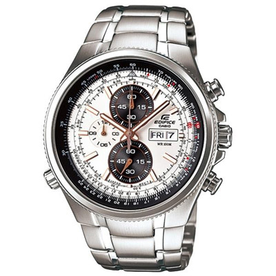 CASIO EDIFICE 極速狂飆三眼賽車運動錶-白-EFR-506D-7AVDF