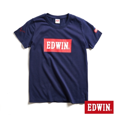EDWIN 經典大紅標LOGO短袖T恤-女-丈青色