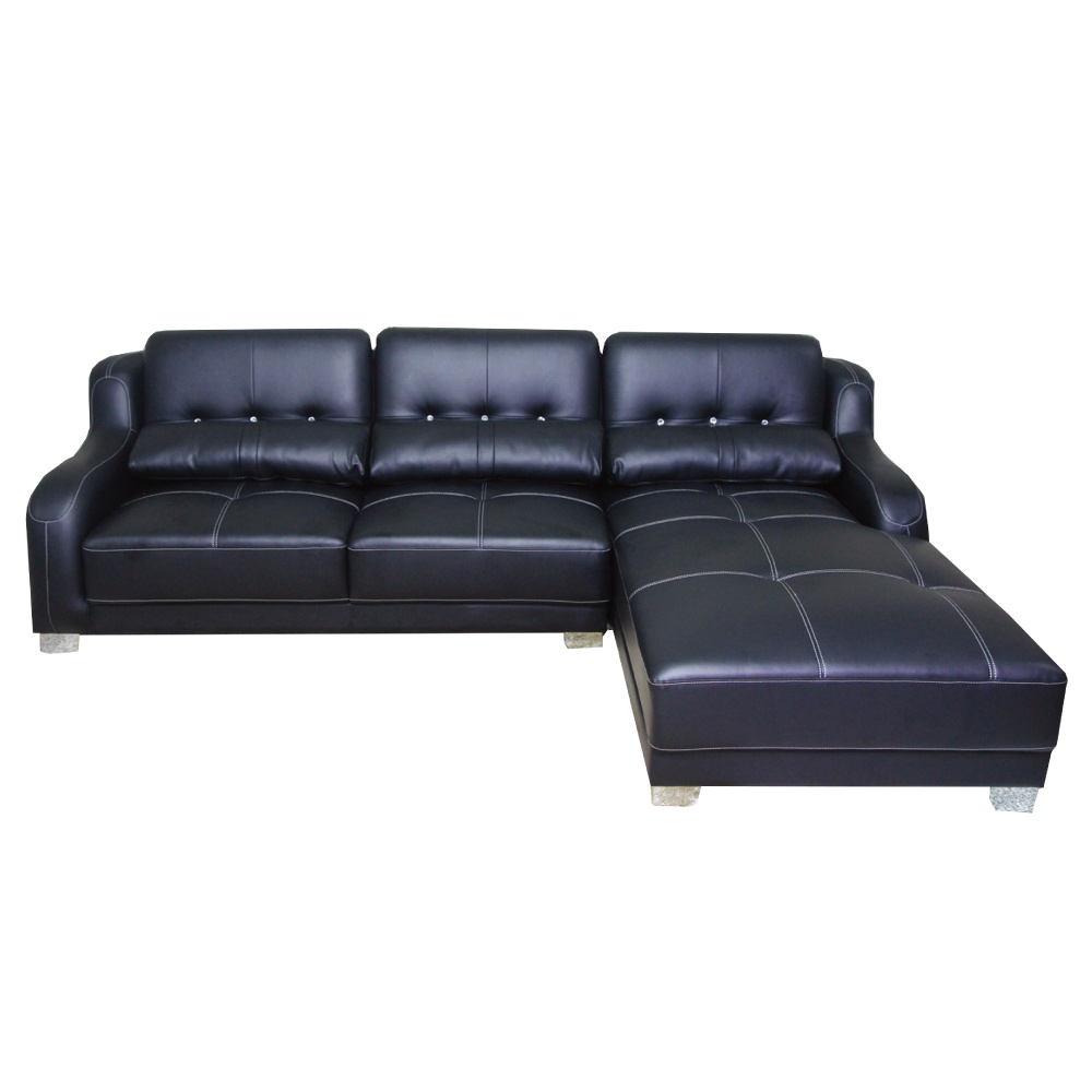 綠活居 曼紐時尚半牛皮革L型沙發組合(右向貴妃椅設計)-267x154x95cm-免組