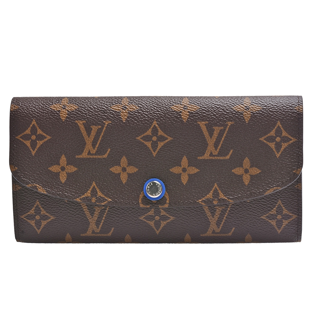 LV M82919 Emilie系列經典Monogram印花帆布釦式長夾(藍色)