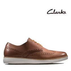 Clarks 全皮面復古簡約風正裝休閒鞋