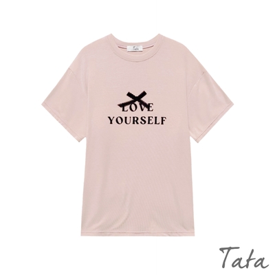 TATA 蕾絲蝴蝶結印刷文字T恤共三色