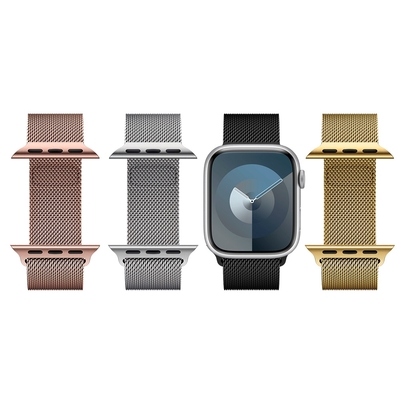 Metal-Slim Apple Watch Series 8/9/SE/Ultra 2 44/45/49mm 米蘭式磁吸不銹鋼編織錶帶