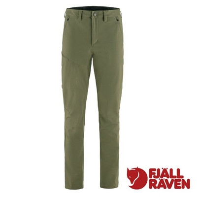 【Fjallraven 北極狐】男 Abisko Trail Stretch 輕量透氣全彈性機能長褲(標準版型).工作褲_12200163-625 月桂綠