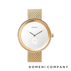 DOMENI COMPANY 經典系列 316L不鏽鋼小秒針錶 金色錶帶 -白/40mm