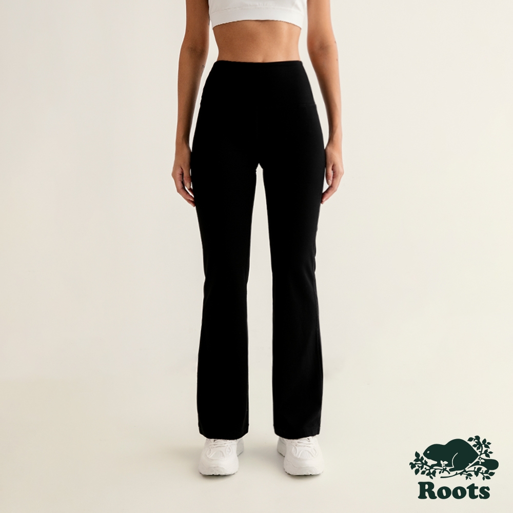 Roots 女裝- ACTIVE 高腰喇叭褲型LEGGING-黑色