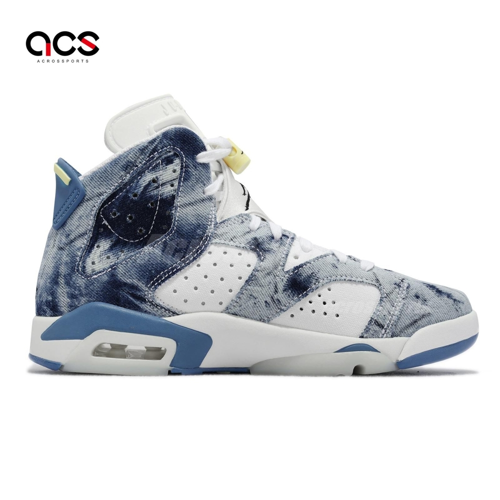 Nike 休閒鞋Air Jordan 6 Retro GS 大童女鞋藍白水洗丹寧AJ6 高筒