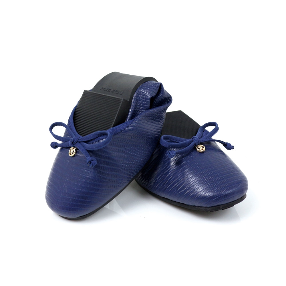 viina芭蕾名媛﹒優雅微方頭摺疊平底娃娃鞋-藍