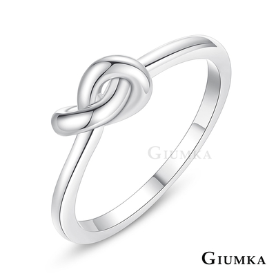 GIUMKA 愛之結戒指 扭結造型女尾戒 精鍍正白K MR21007