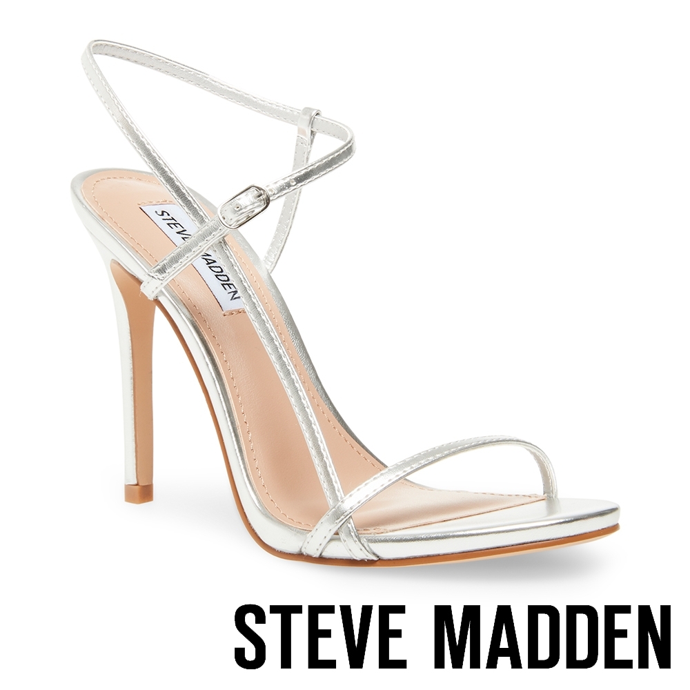 STEVE MADDEN-OAKLYN 奢華晶閃亮眼踝繞帶高跟鞋-銀色
