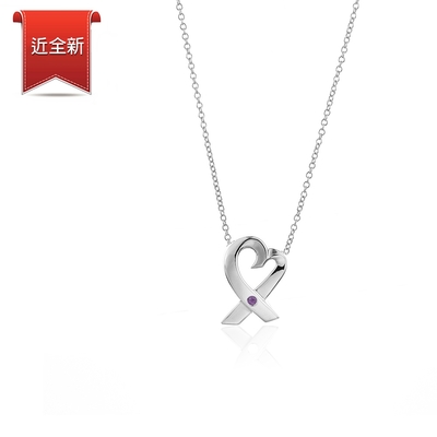 二手品 Tiffany&Co. 蒂芙尼 Loving Heart 愛心鑲粉紅寶石 925純銀項鍊