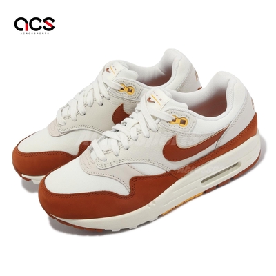 Nike 休閒鞋 Wmns Air Max 1 LX 女鞋 白 橘 氣墊 拼接 皮革 麂皮 運動鞋 FD2370-100