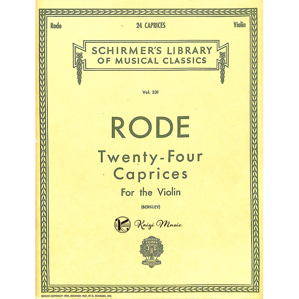 【凱翊｜Schirmer】羅德：小提琴二十四首奇想曲Rode：24 Caprices (Schirmer Library of Classics Volume 231) | 拾書所