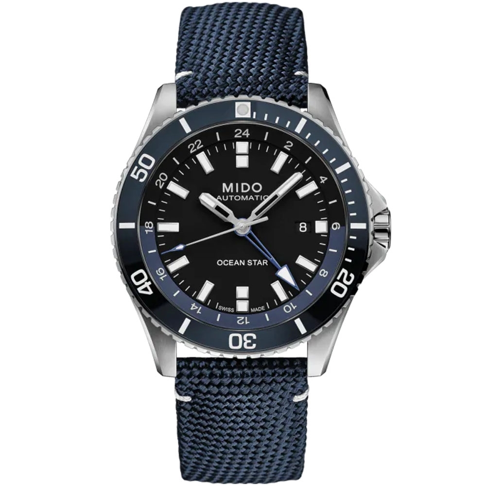 MIDO 美度 Ocean Star 海洋之星80系列兩地時區腕錶-海軍藍-44mm