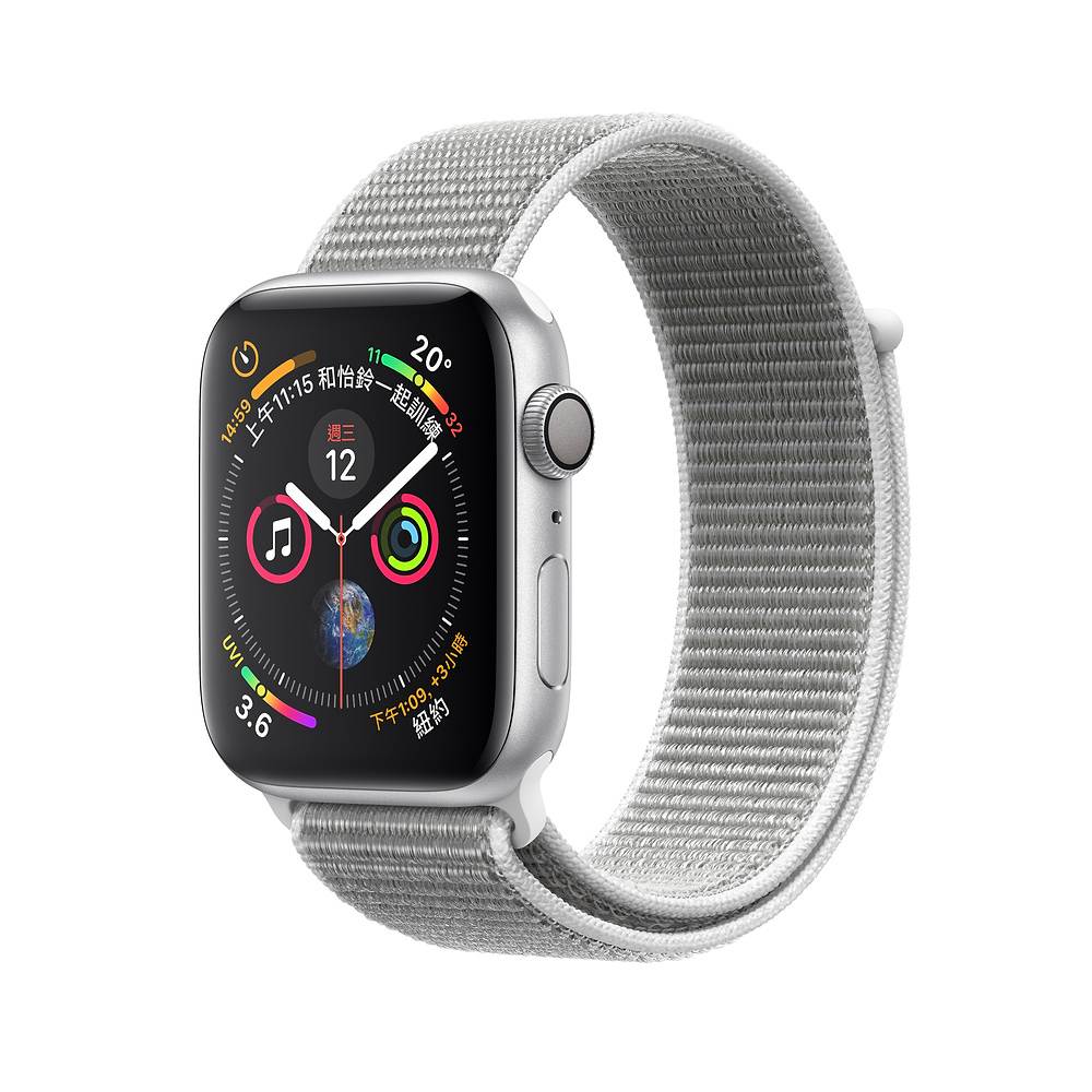 Apple Watch S4 GPS 40mm銀色鋁金屬貝殼白色運動錶環