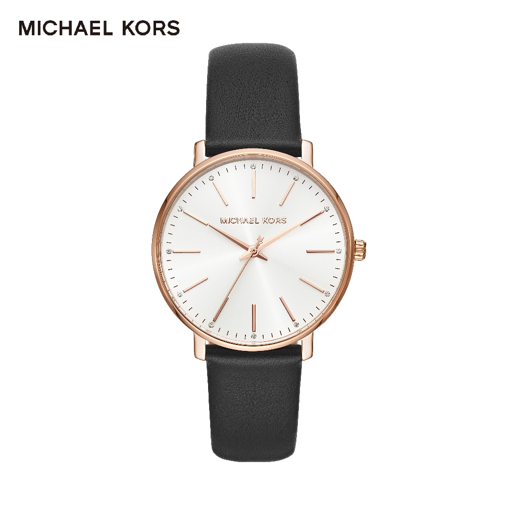 Michael Kors Pyper 時刻閃耀黑色真皮女錶 38MM 女MK2834