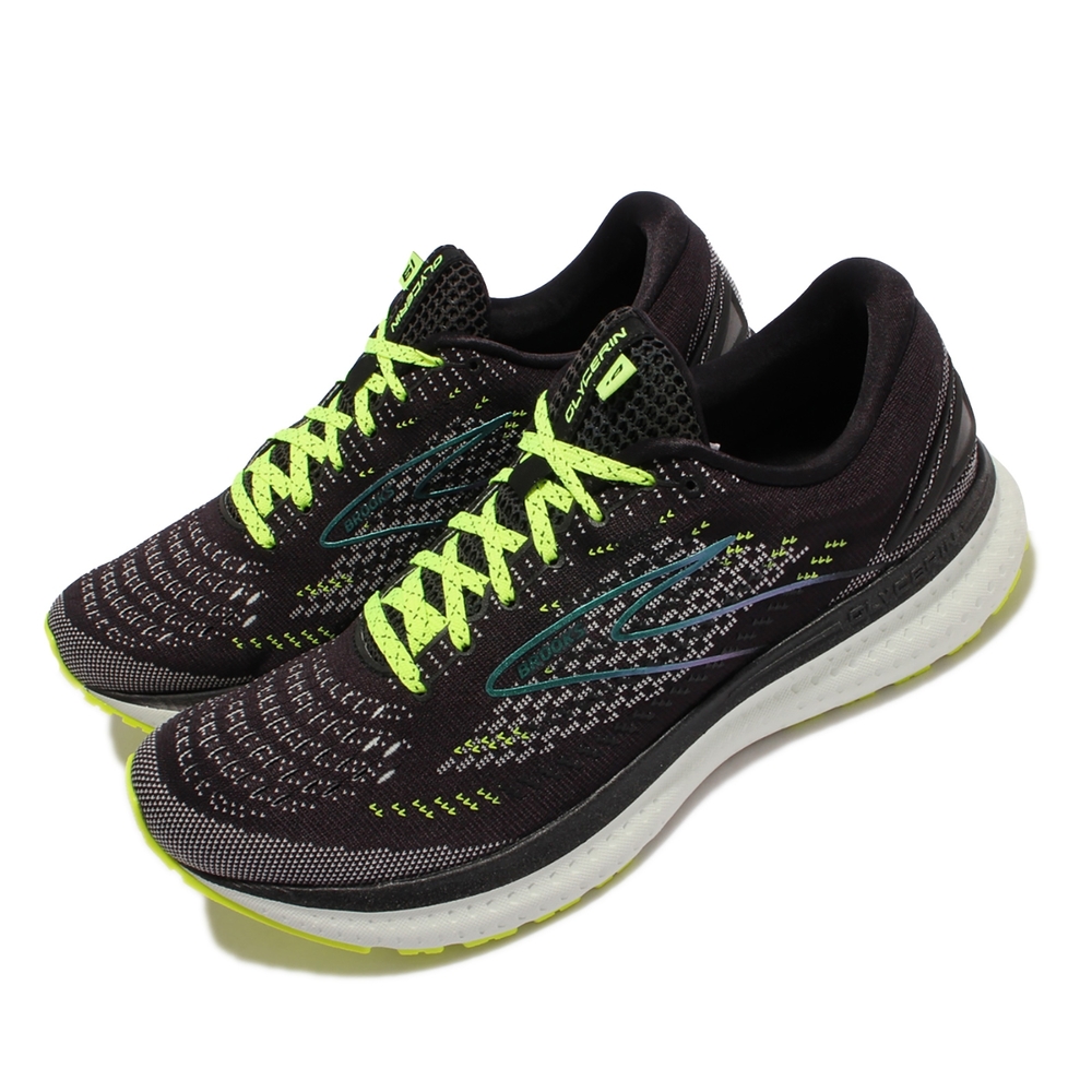 Brooks 慢跑鞋 Glycerin 19 運動休閒 女鞋 路跑 緩震 夜間反光 透氣網布 甘油系列 黑 綠 1203431B050