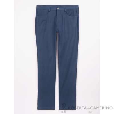 【ROBERTA 諾貝達】男裝 藍色平口休閒褲-合身版 彈性舒適-日本素材 台灣製
