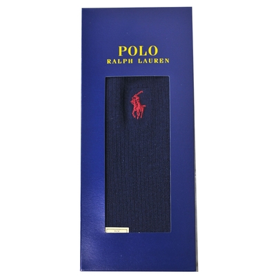 POLO RALPH LAUREN 日本製經典馬球圖騰刺繡LOGO休閒襪(深藍)