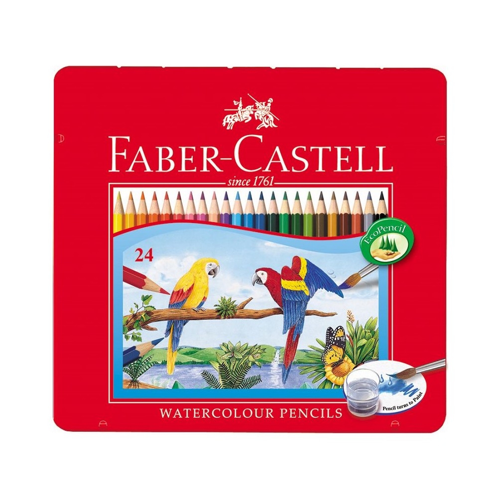 FABER-CASTELL 輝柏 水性 彩色鉛筆 水彩色鉛筆 附水彩筆 鐵盒 24色 /盒 115925