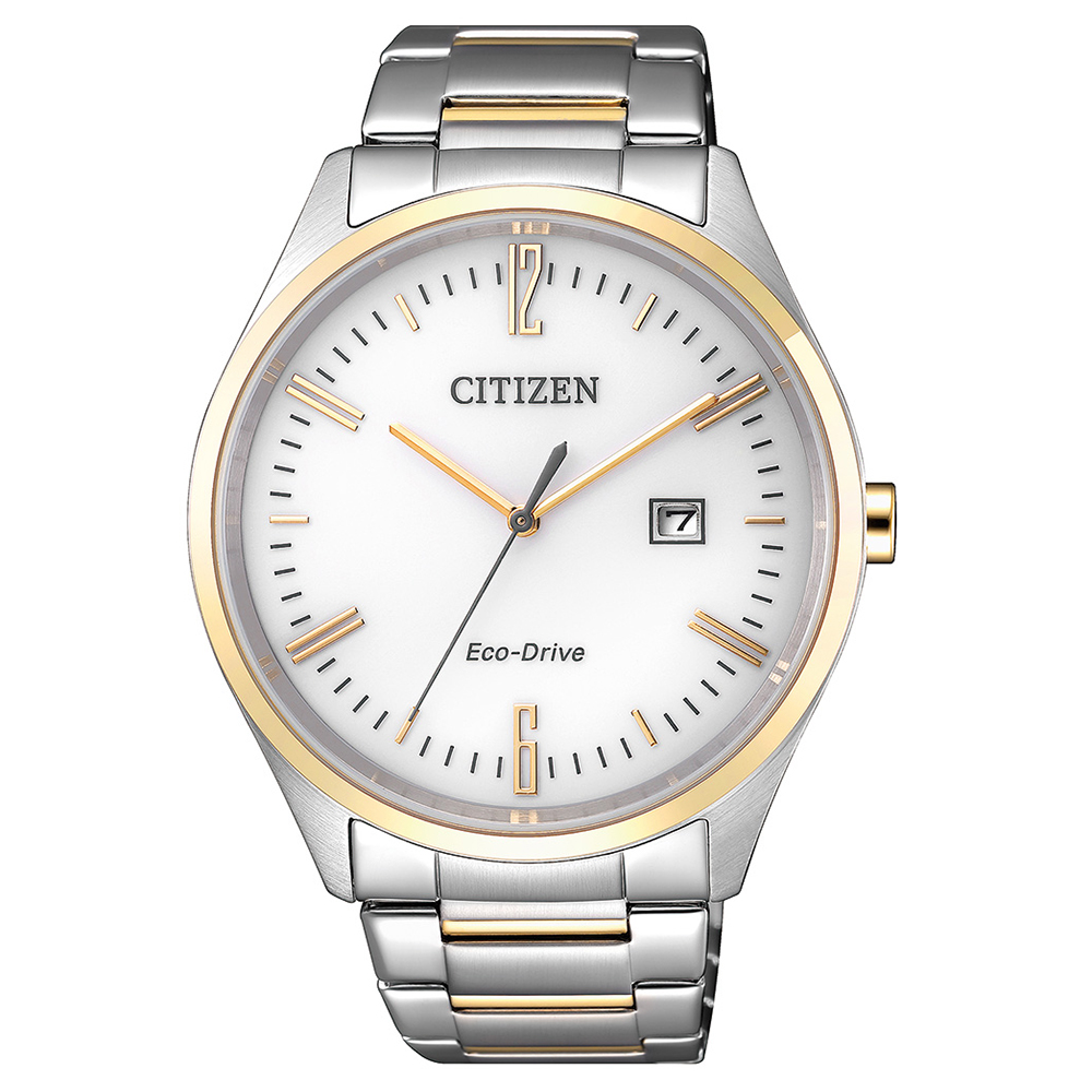 CITIZEN 英倫情人半金點綴光動能石英腕錶(BM7354-85A)-白/42mm