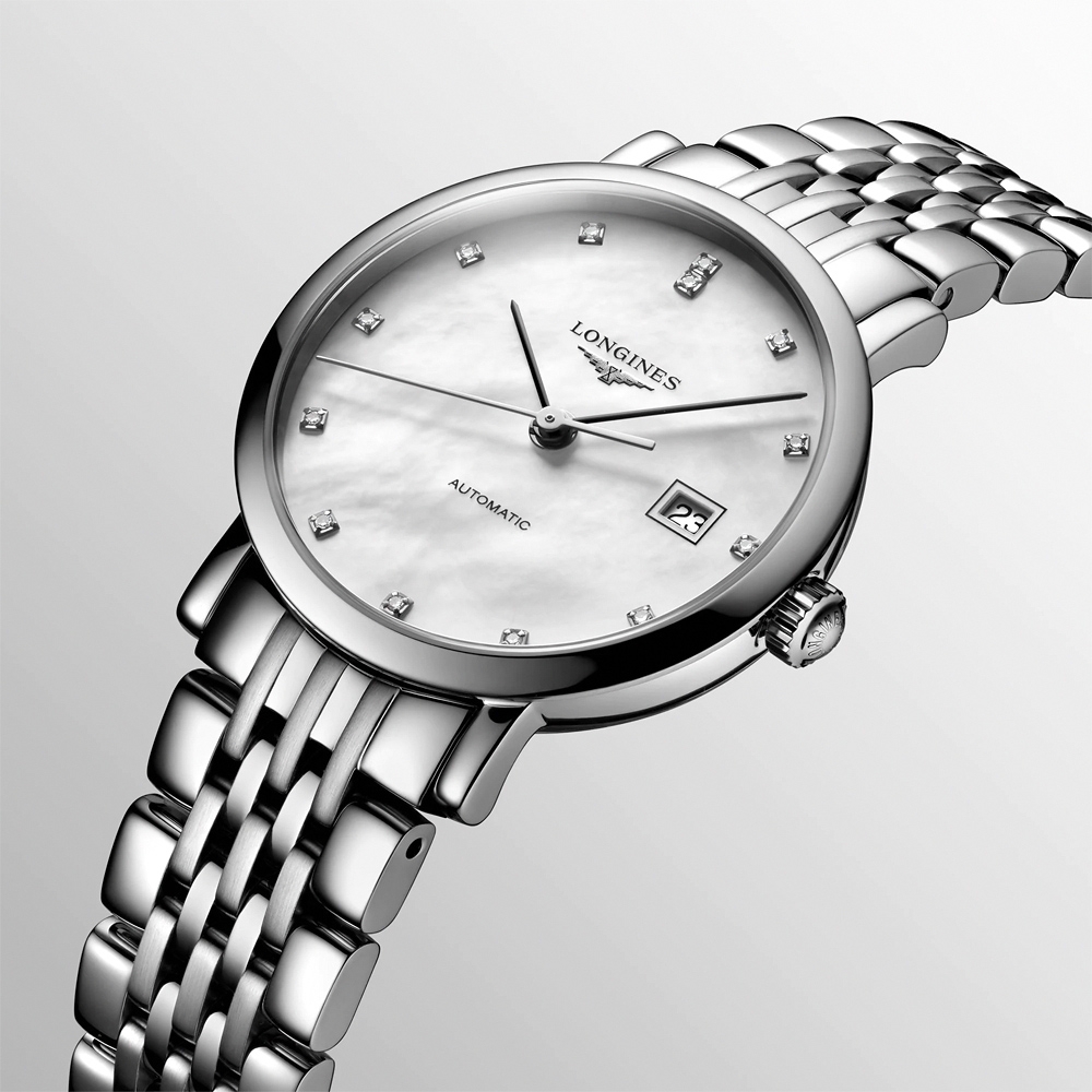 LONGINES 浪琴 官方授權 Elegant 系列真鑽機械女錶-珍珠貝x銀/29mm L4.310.4.87.6