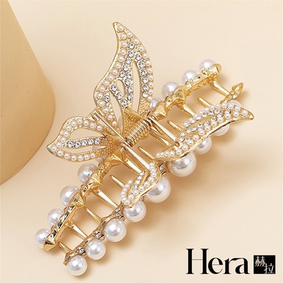 【Hera 赫拉】金屬蝴蝶珍珠滿鑽鯊魚夾 H111100406