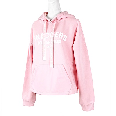 skechers hoodies [l420w019-008z] 女 長袖 上衣 刷毛 保暖 束口 連帽 粉紅