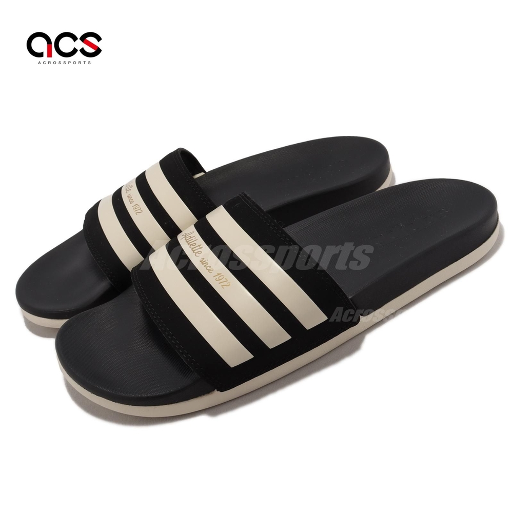 adidas 拖鞋 Adilette Comfort 男女鞋 黑 米 一片拖 運動拖鞋 50週年 紀念款 愛迪達 GW5966