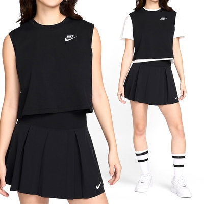 Nike AS W NSW Club CRP SL Tee 女 黑 慢跑 刺繡 棉質 運動 背心 FV5506-010