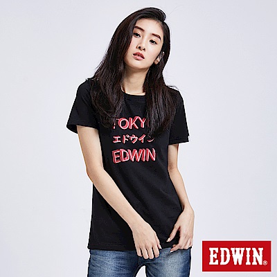 EDWIN 東京系列3M燈管TOKYO短袖T恤-女-黑色