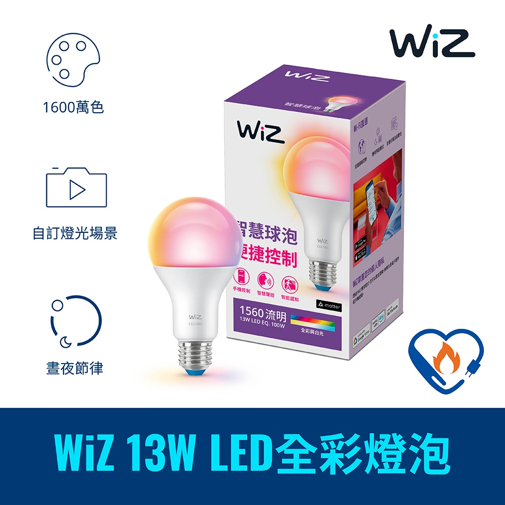 Philips 飛利浦 WiZ 13W LED全彩燈泡(PW019)