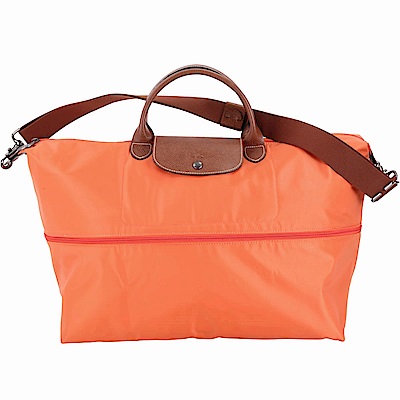 LONGCHAMP Le pliage 拉鍊伸縮尼龍兩用旅行袋(赤橙色)