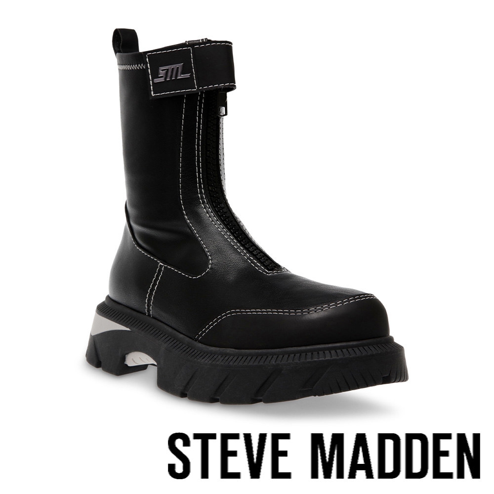 STEVE MADDEN-CAPTIVATOR 拼接拉鍊厚底靴-黑色 product image 1