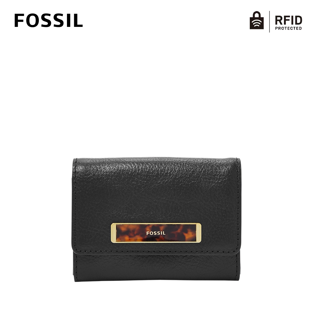 FOSSIL Blake 釦式掀蓋RFID零錢短夾-黑色 SL7946001