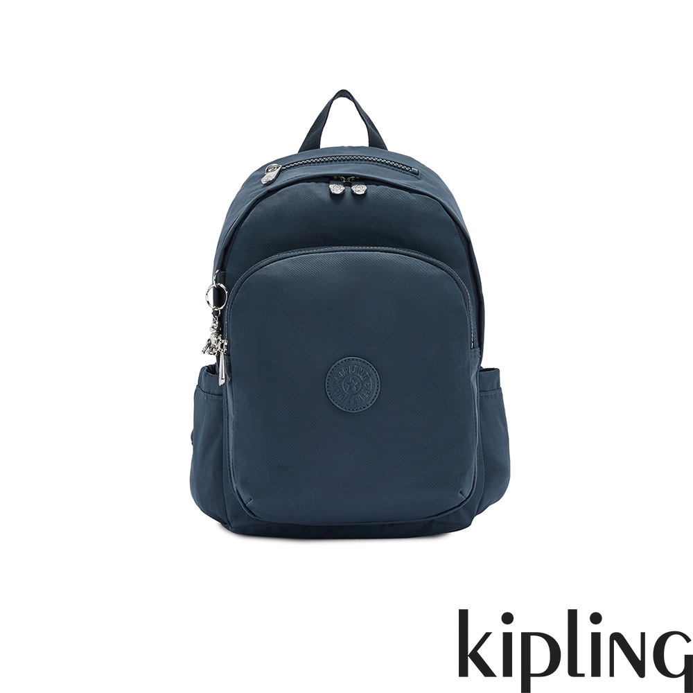 Kipling 知性優雅藍上方拉鍊後背包-DELIA