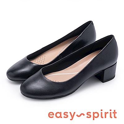 Easy Spirit AILENE 高質感真皮素面低跟鞋-黑色